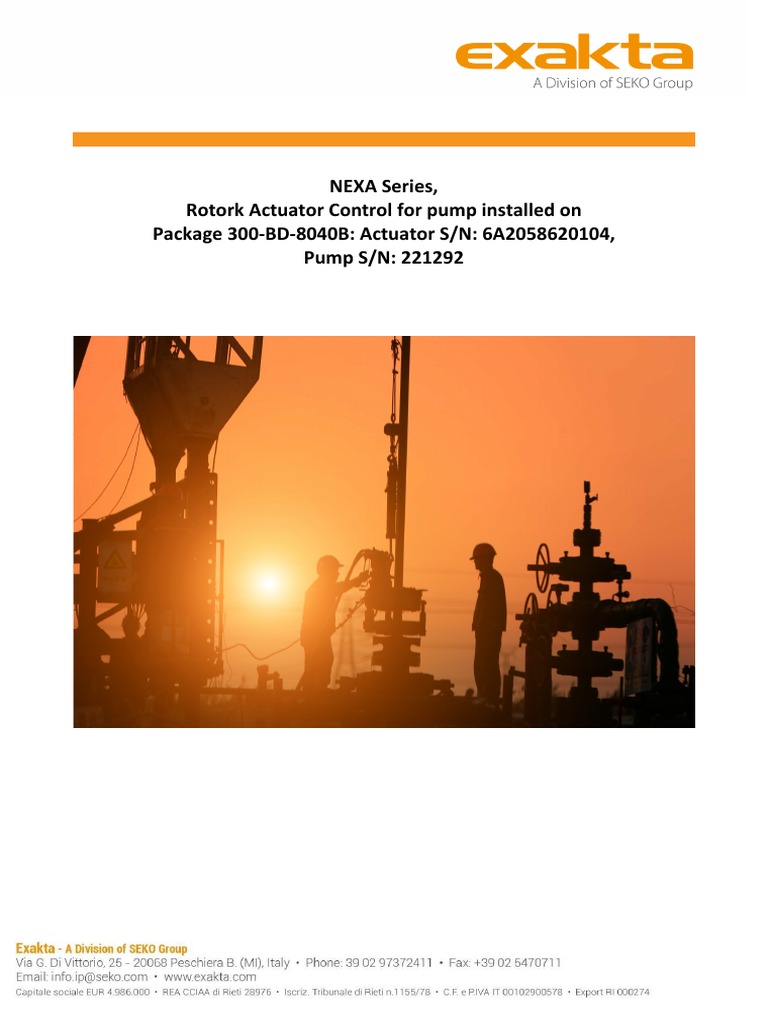 Rotork Actuator Control for NEXA Series Pump | PDF