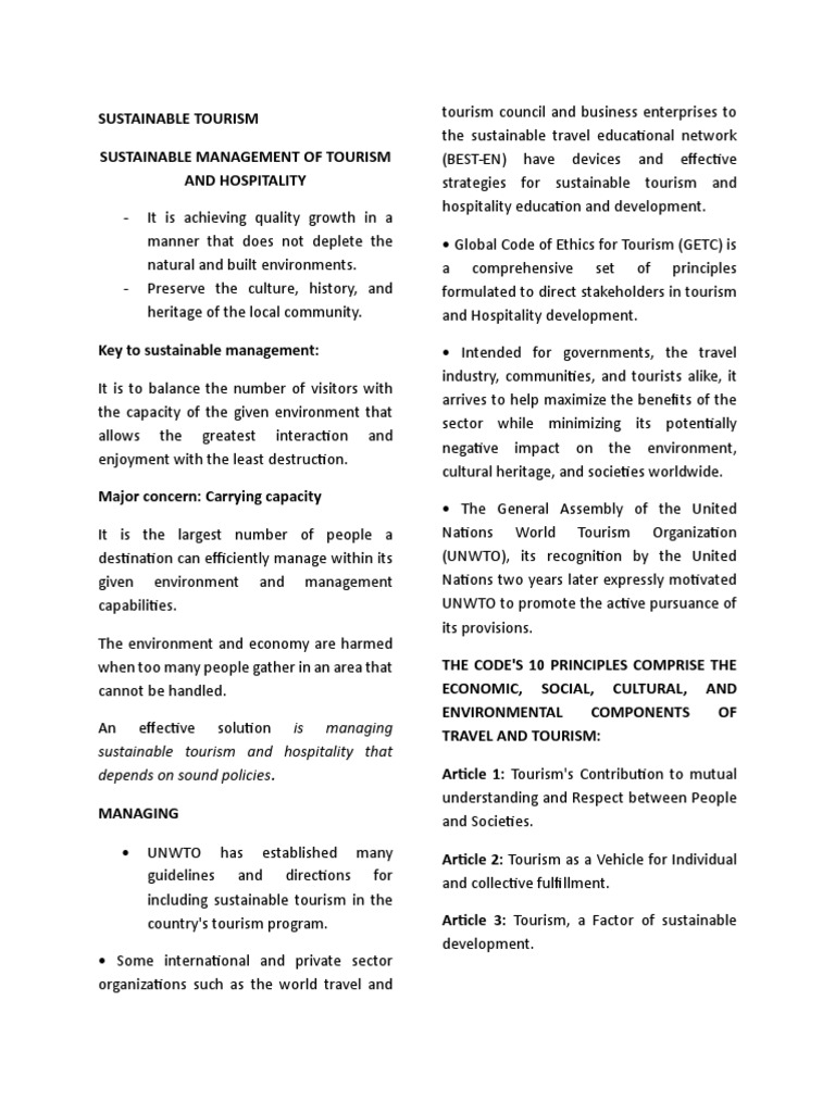 SUSTAINABLE TOURISM PERFORMANCE REVIEW AND COMPARISON GUIDE intelligence overview