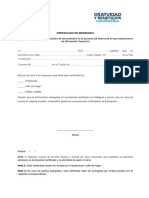 Certificado de Residencia: Señalado en El Presente Certificado y La Identidad de Quién Lo Llenó