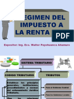 Regimen Del Impuesto A La Renta 2023: Expositor: Ing. Eco. Walter Payehuanca Añamuro