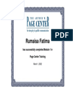 Rumaisa Fatima: Has Successfully Completed Module 1 in Page Center Training