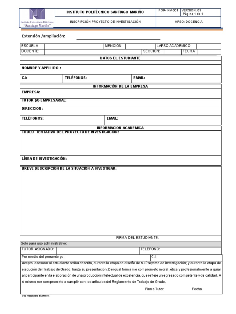 Inscripción Proyecto Investigación MPSO | PDF | Crecimiento personal y ...