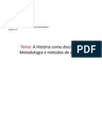 A História Como Disciplina Metodologia e Métodos de Ensino: Tema