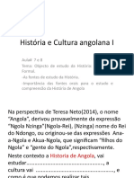 História e Cultura angolana I - Fontes orais, cultura e estudos