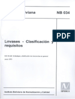 NB 034 Envases- Clasificación y Requisitos