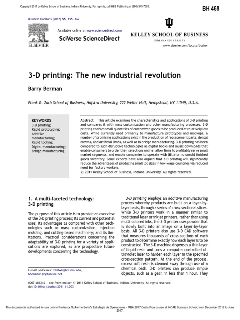 S3 LC5 3D Printing The New Industrial Revolution | PDF | 3 D Printing ...