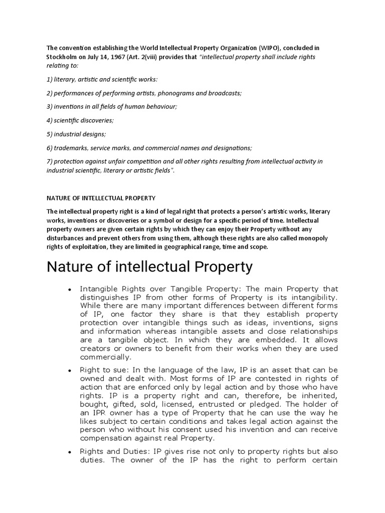 Nature Of Ipr Under Intellectual Property Law Pdf Intellectual