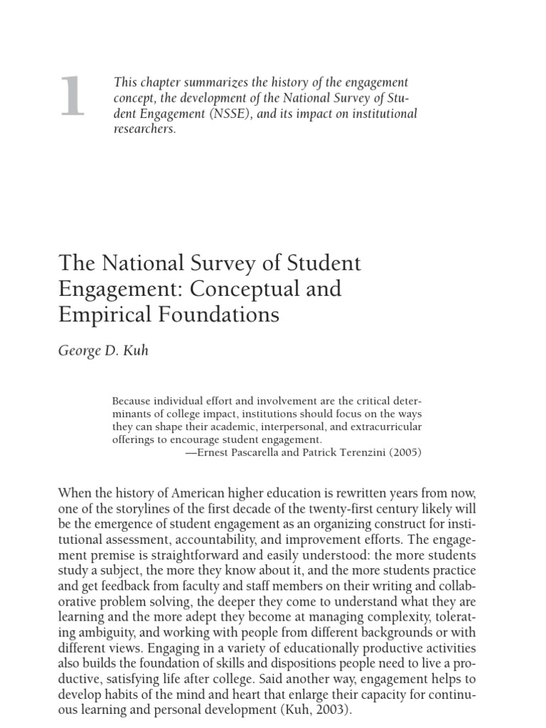 The National Survey of Student Engagement. Conceptual and Empirical ...