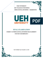 Final Examination: Ueh University Ueh College of Business School of International Business - Marketing