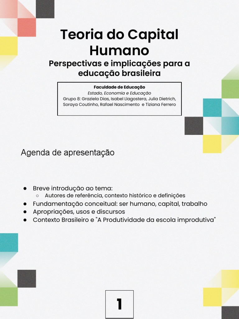 Teoria Do Capital Humano | PDF | Economia | Capital (economia)