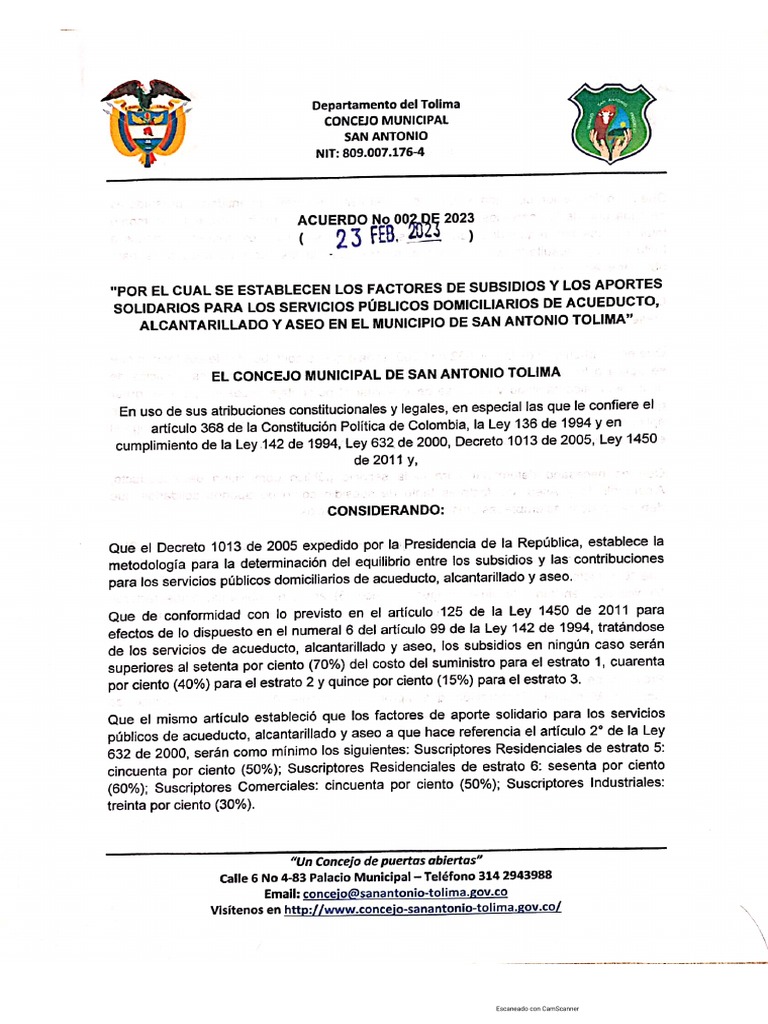 Acuerdo 002 De 2023 Pdf