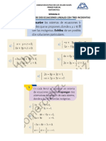 Semana 8 Tema: Sistemas de Dos Ecuaciones Lineales Con Tres Incognitas