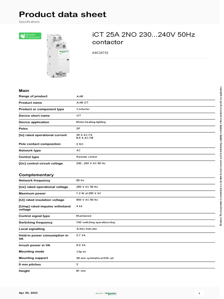 Schneider Electric Vorwahlschütz 2S 25A 24VAC A9C21132