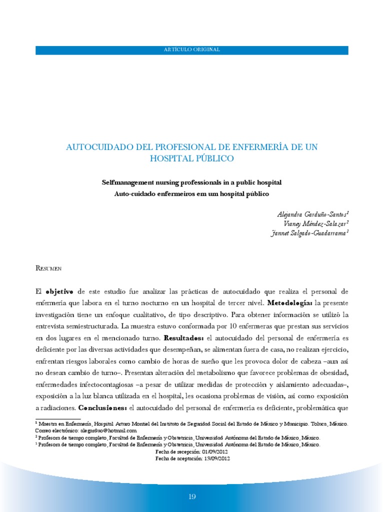 2 Autocuidado Pdf Enfermería Hospital