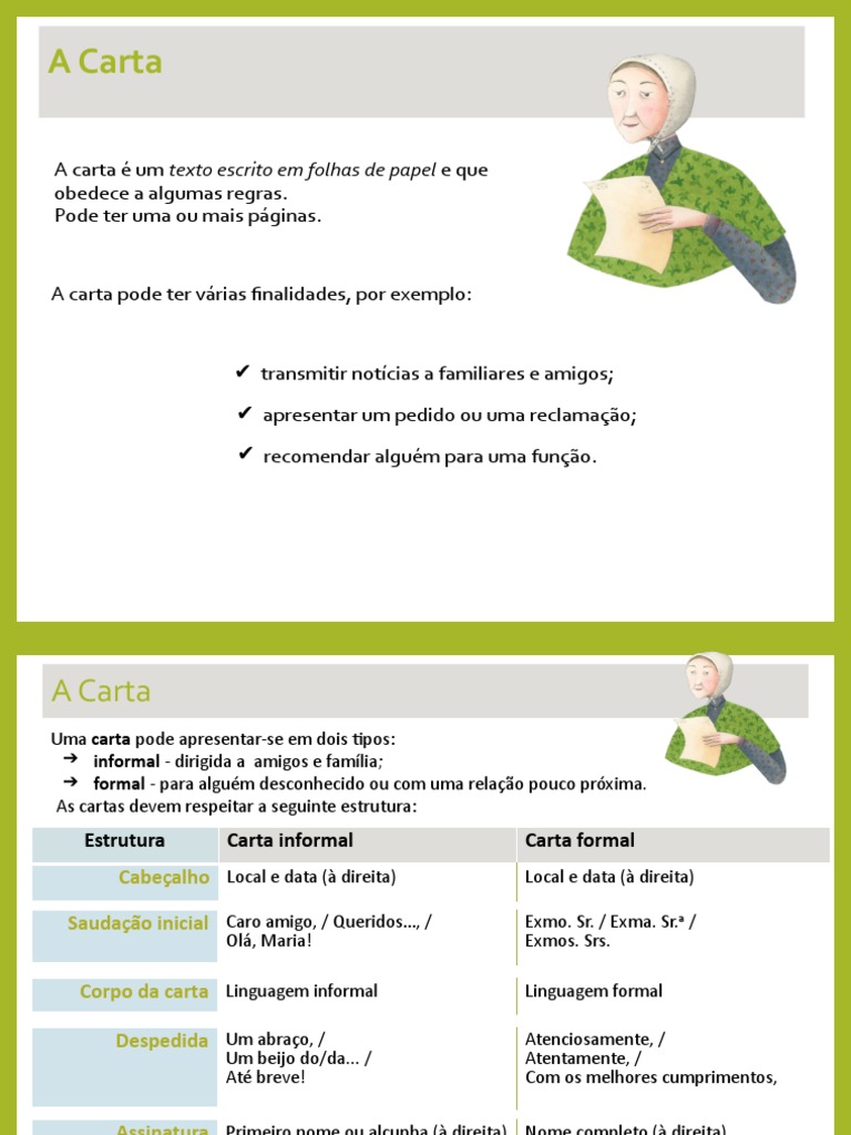 Estrutura de Cartas Formais e Informais | PDF | Estudos de Línguas ...