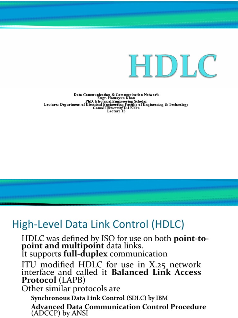 Lecture 15 Data Communication & Computer Network, HDLC | PDF | Osi ...