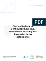 Plan Institucional de Continuidad Educativa, Permanencia Escolar y Uso Progresivo de Las Instalaciones