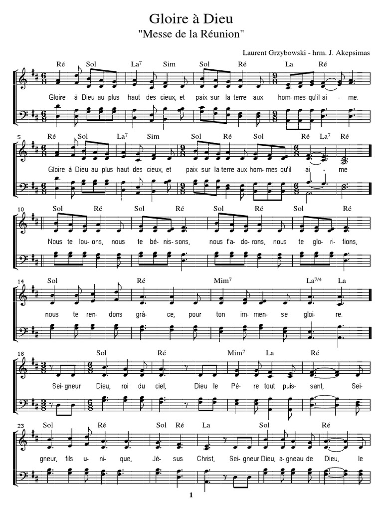 Gloire À Dieu "Messe de La Réunion" PDF