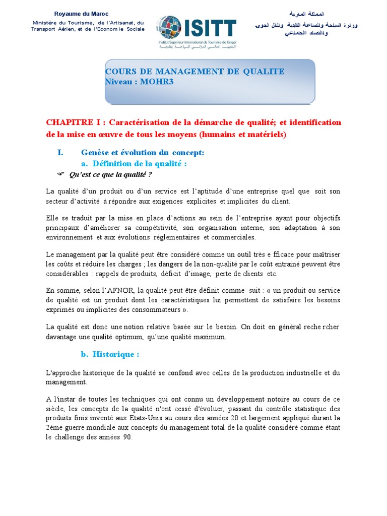 Cours de Management de la Qualité | PDF | Management de la qualité ...