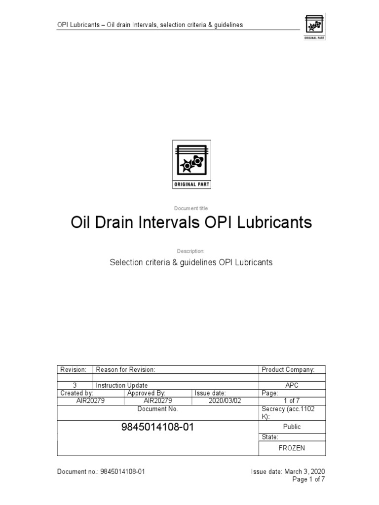 Oil Drain Intervals PDF Lubricant Water