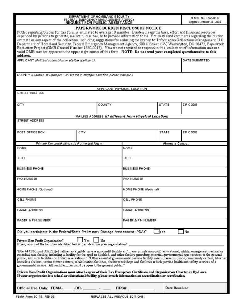 FEMA Form | PDF | Federal Emergency Management Agency | Emergency ...