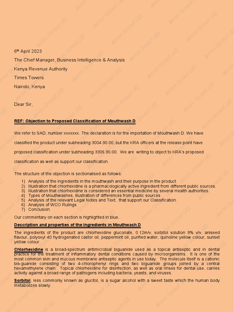 HS Classification of Mouthwash D PDF Chemical Substances