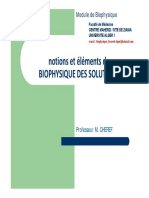 Notions Et Éléments de Biophysique Des Solutions