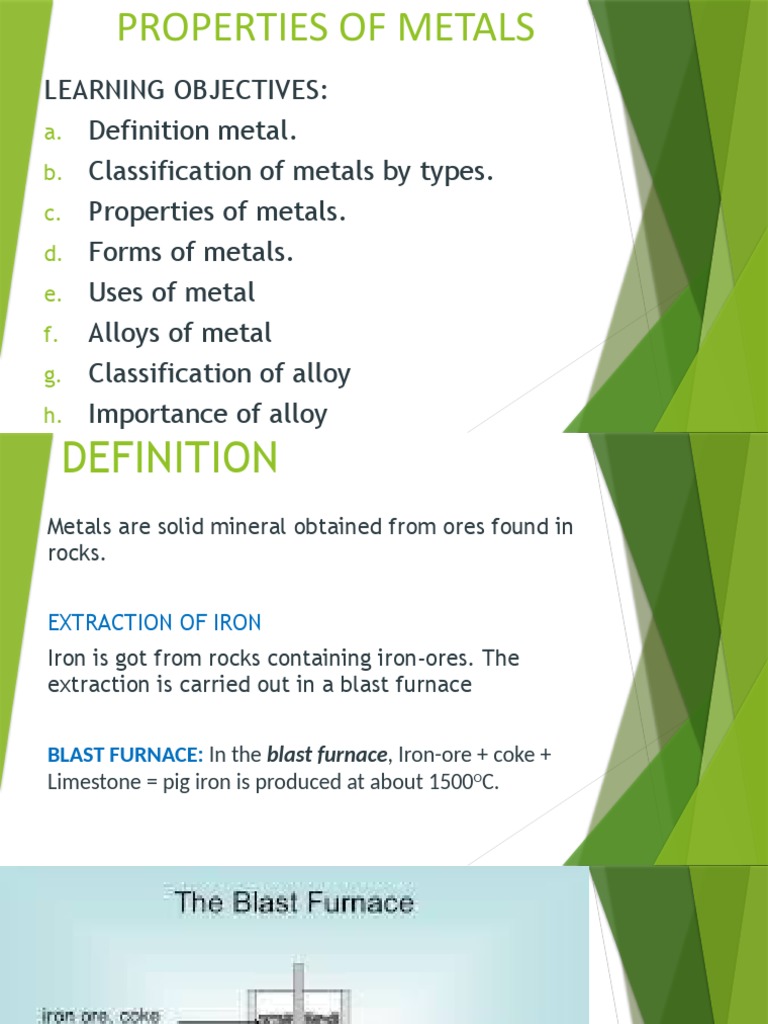 Properties of Metals PDF Metals Iron