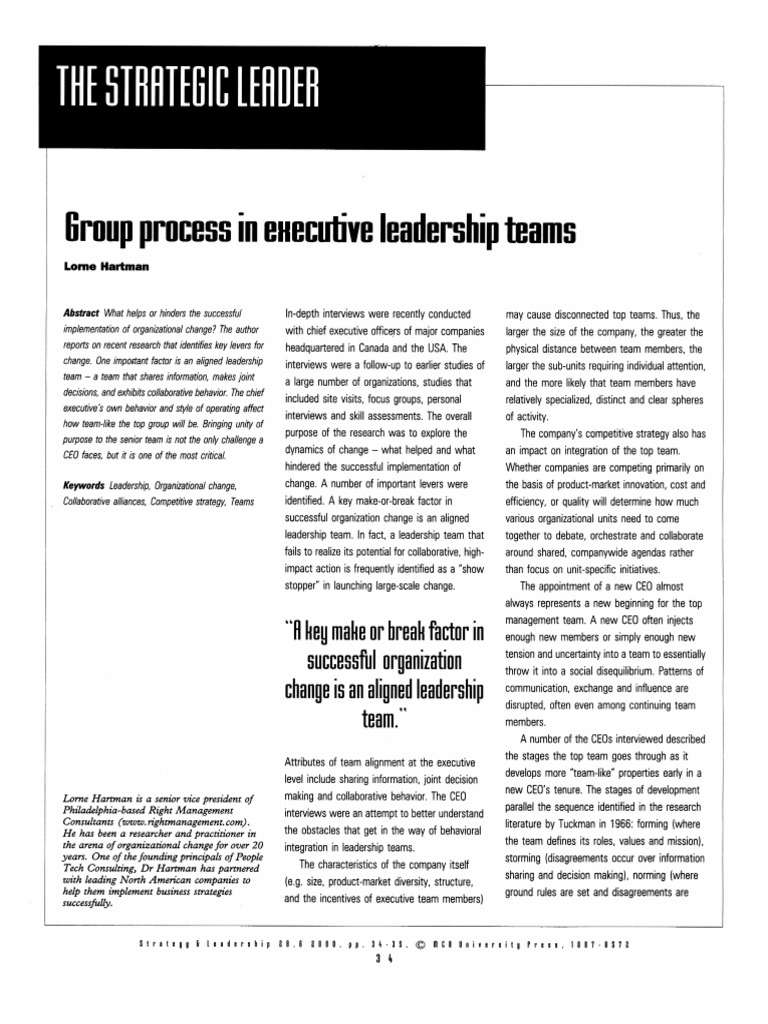 Hartman - Group+Process+in+Executive+Leadership+Teams | PDF
