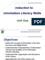 Introduction To Information Literacy Skills: Unit One