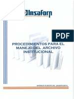 Procedimientos para El Manejb Archivo INS Ituciünal: Antiguo Cuscatlan, Agosto 2014
