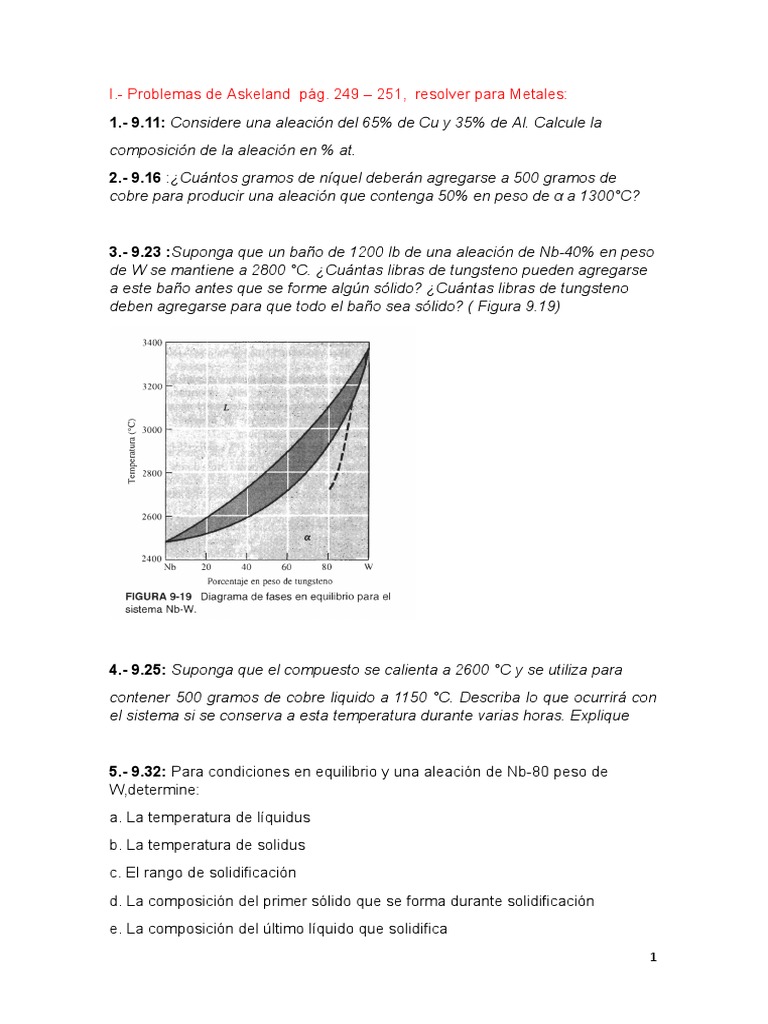 Problemas de aleaciones y diagramas de fases | PDF | Fase (materia ...