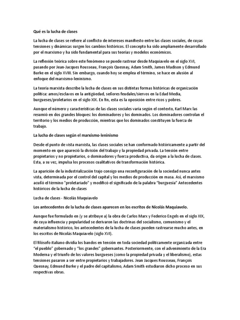 Lucha de Clases PDF Conflicto de clase Karl Marx