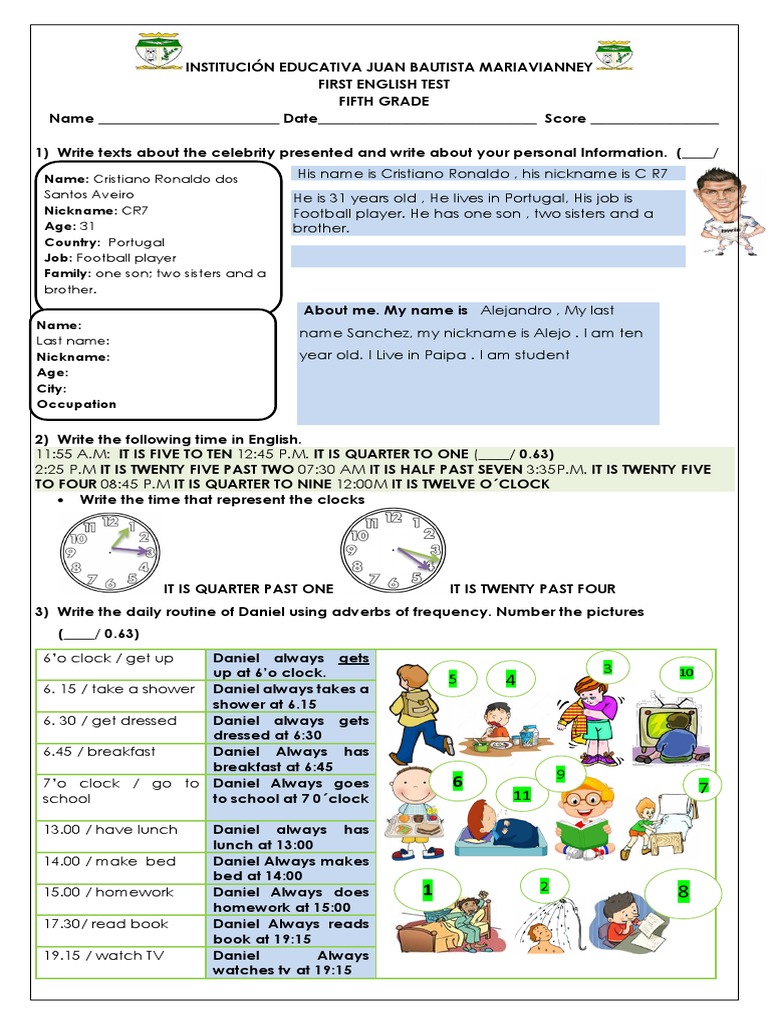 English Test Fifth Grade | PDF | Arctic | Linguistics
