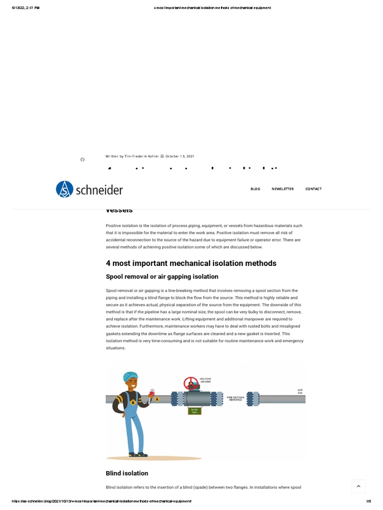 4 Most Important Mechanical Isolation Methods of Mechanical Equipment PDF Valve Mechanical