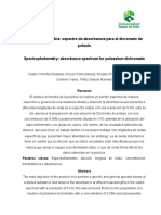 Espectrofotometría, espectro de absorbancia para el dicromato de potasio