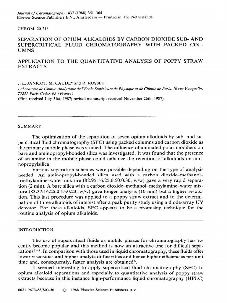Journal of Chromatography, 431 (1988) 351364 PDF Morphine