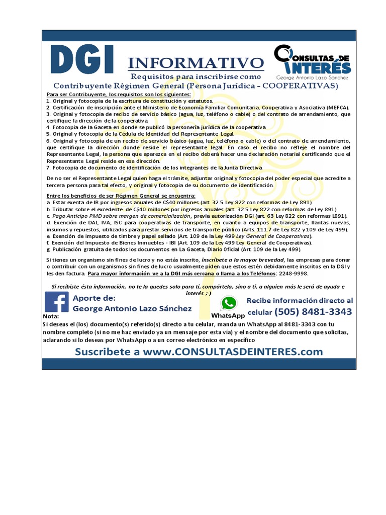 DGI - Requisitos Inscripcion COOPERATIVAS | PDF | Economias