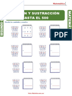 Adición Y Sustracción Hasta El 500: Matemática