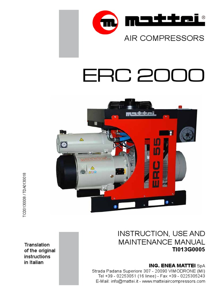 Air Compressors Instruction, Use and Maintenance Manual PDF Safety