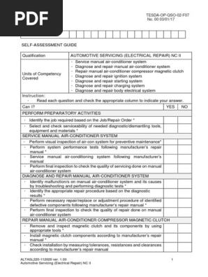 SAG - Automotive Servicing (Electrical Repair) NC II (FULL)