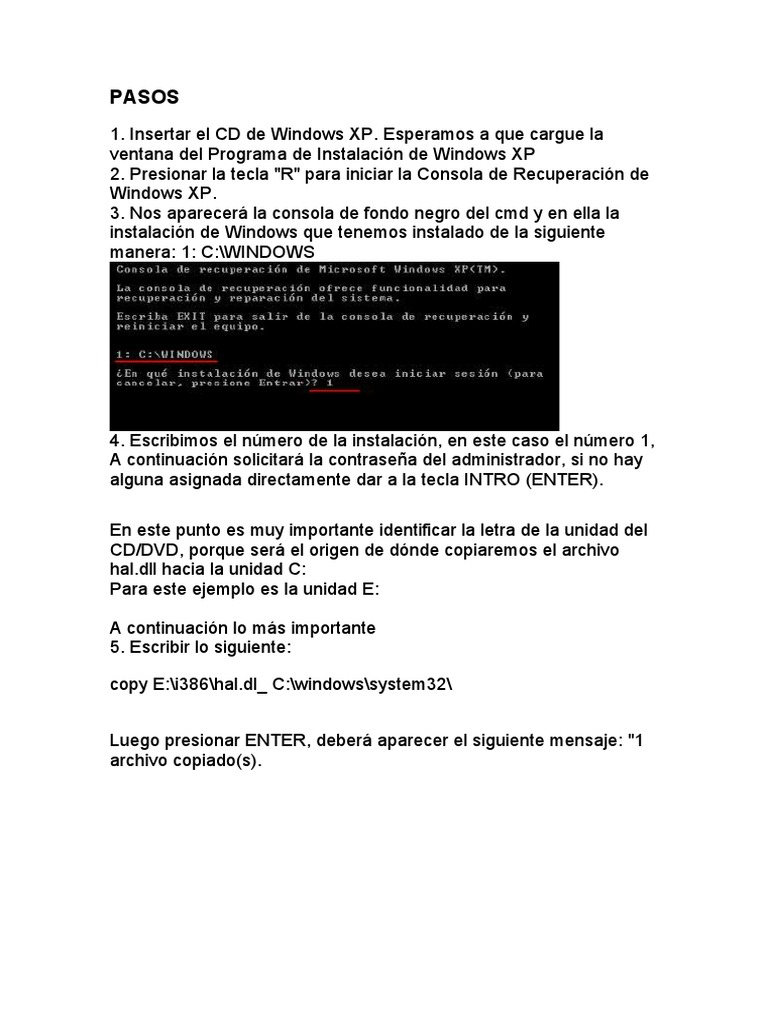 Solución a falta de hal.dll en Windows XP | PDF | Archivo de ...