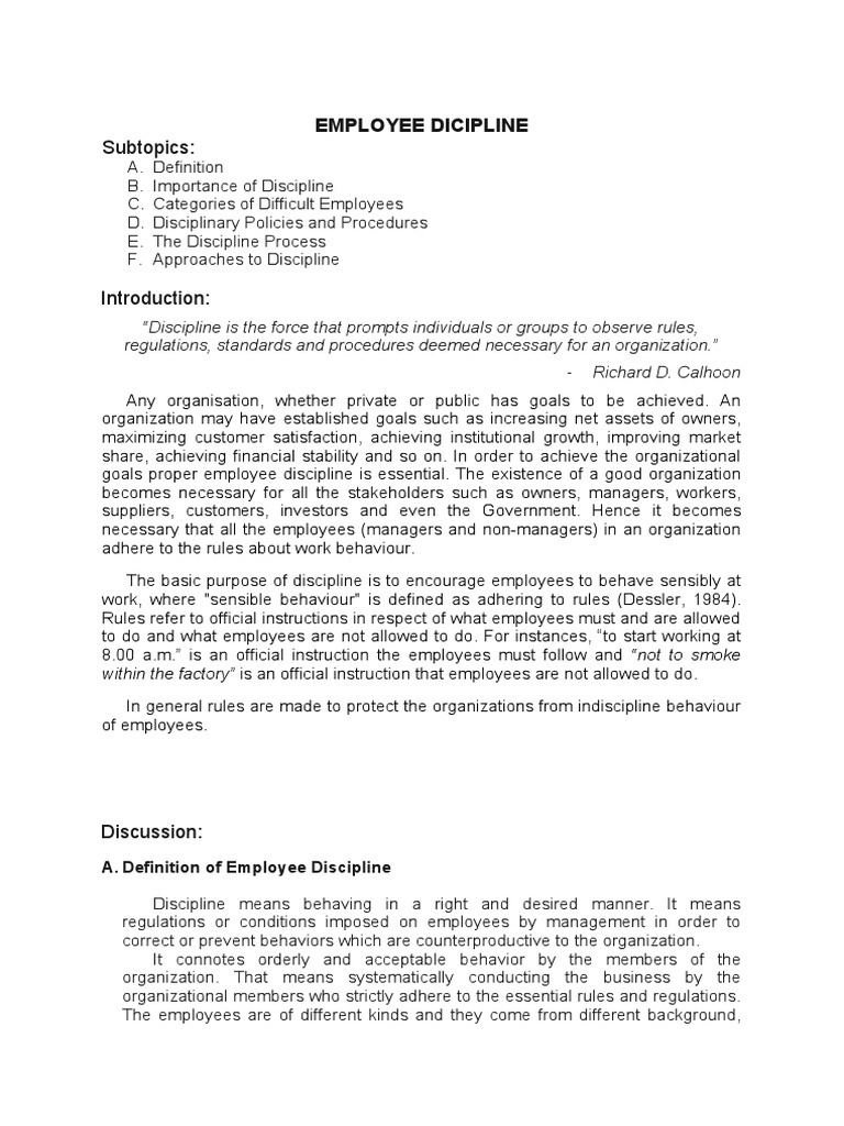 Employee Discipline Policies Explained | PDF | Employment | Disciplines