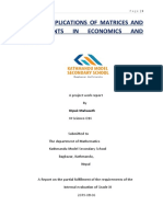Various Applications of Matrices and Determinants in Economics and Finance