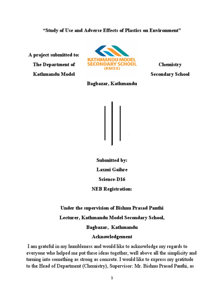 ENVIRONMENTAL SCIENCE PROJECT PDF CLASS 11 visual data 7