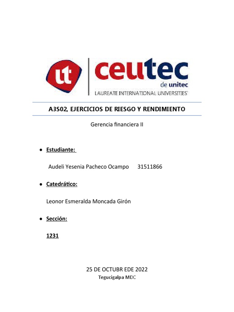 Ejercicios de Riesgo y Rendimiento Finanzas | PDF | Tecnología