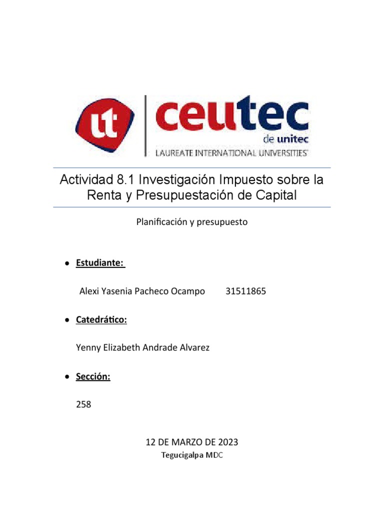 Impacto del Impuesto sobre Renta en Inversiones | PDF | Depreciación ...