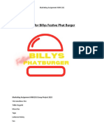 Marketing Plan For Billys Festive Phat Burger