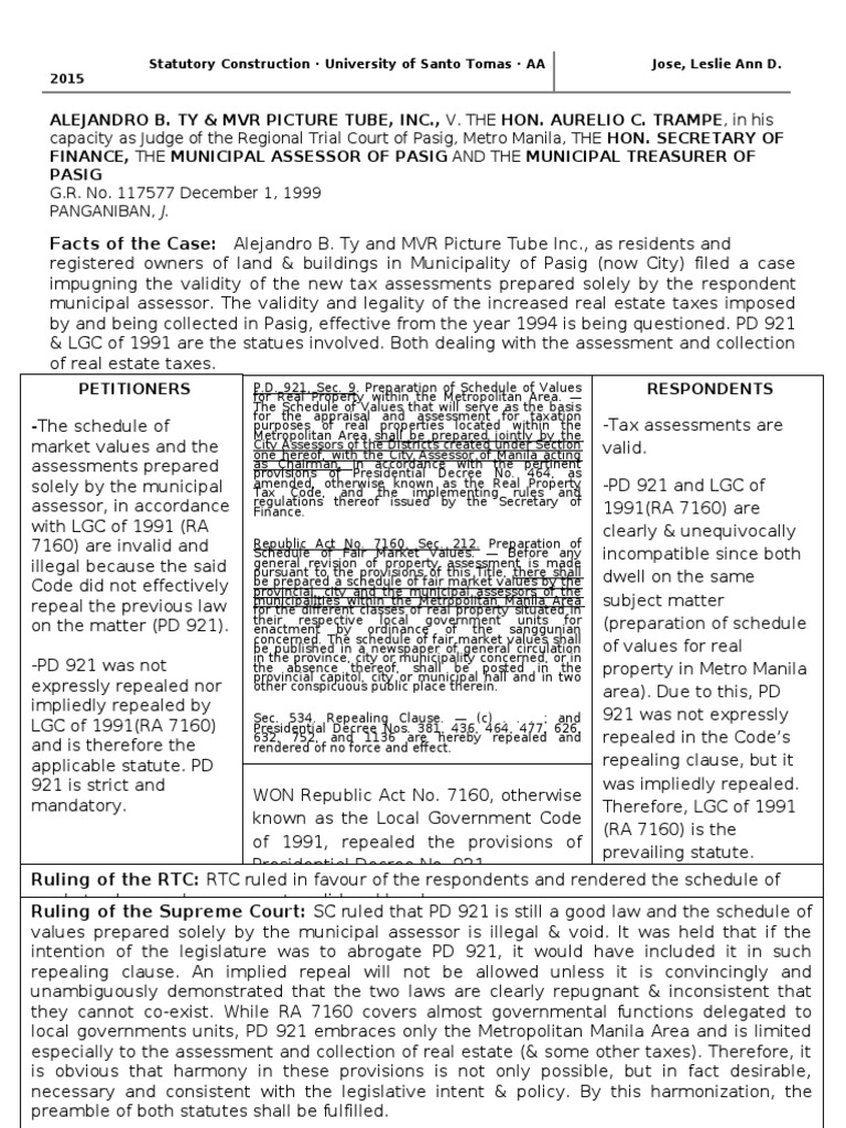 Capacity As Judge of The Regional Trial Court of Pasig, Metro Manila
