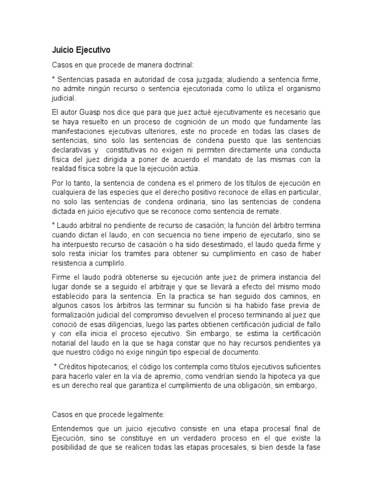 Juicio Ejecutivo: Tipos y Títulos | PDF | Sentencia (ley) | Justicia